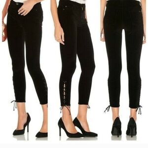 Hudson Nix Black Velvet Lace Up Legs High Rise Jeans Size 29 NWT